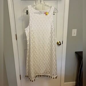 Lilly Pulitzer Marquette Shift Dress White and Gold Large VGUC
